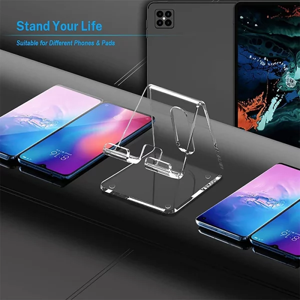 Clear Acrylic Cell Phone Stand Desk Dock Holder for IPhone 14 13 Pro/Samsung Universal Desktop Charger Support Telephone Mount 4