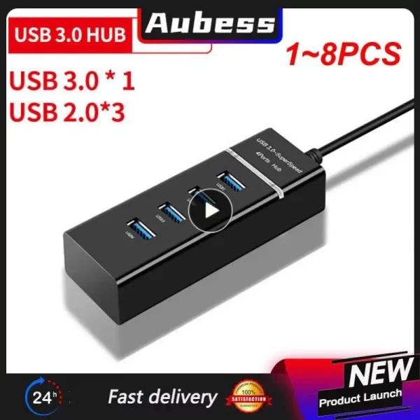 1~8PCS Hub Usb 5Gbps High Speed USB Hub 3 0 Multiple Port For PC Computer Accessories Docking Station Adapter 4-Ports Hab 1