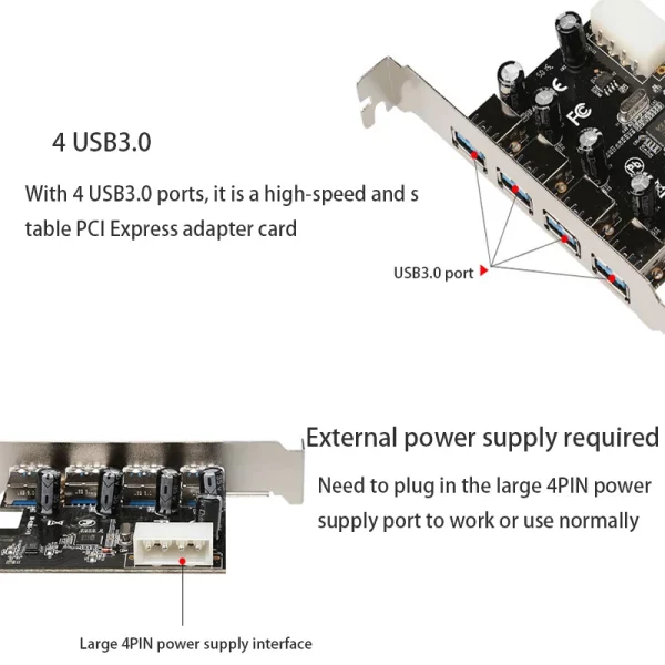 Game PCI-E Riser Card Adapter computer accessories Plug and play Expansion Adapter USB HUB USB 3.0 expansion card PCIe Converter 4