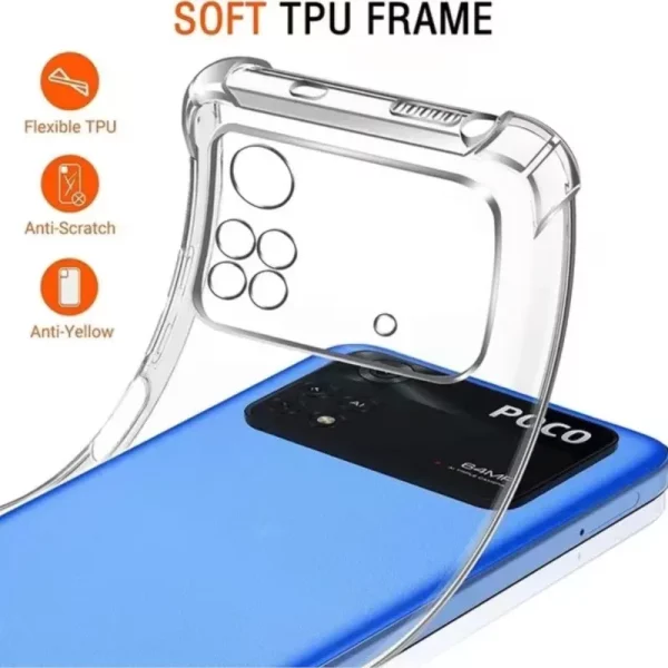 1.5MM Thick Air-Bag Silicone Clear Case For Xiaomi Poco M4 M5 M6 X3 X4 NFC X5 F3 F4 GT F5 Pro 5G C50 C51 C55 Back Cover Fundas 5