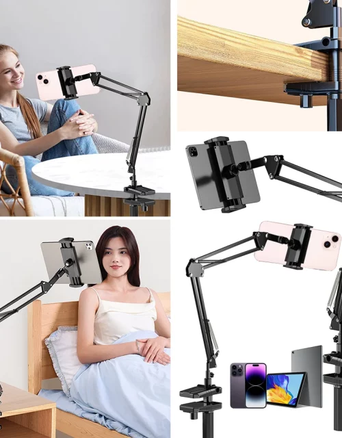 Phone Mount Stand Flexible Arm Laying Down Mobile Phone Stand 360 Adjustable Lazy Bedside Phone Stand for Filming Live Streaming 1