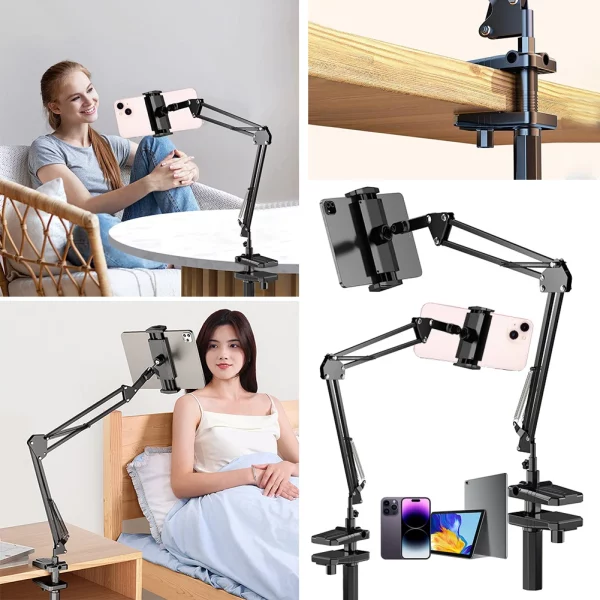 Phone Mount Stand Flexible Arm Laying Down Mobile Phone Stand 360 Adjustable Lazy Bedside Phone Stand for Filming Live Streaming 1