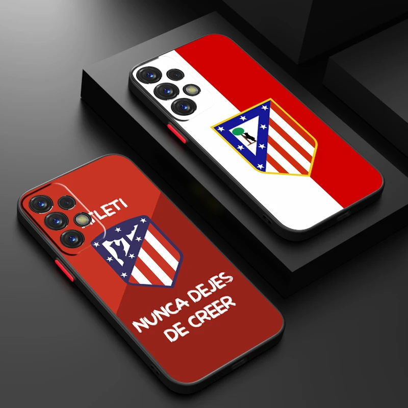 Phone Case For Samsung A53 A52 A33 A32 A51 A71 A21S A13 A73 A50 A22 5G A-Atlético M-Madrid Football Frosted Translucent Cover 2