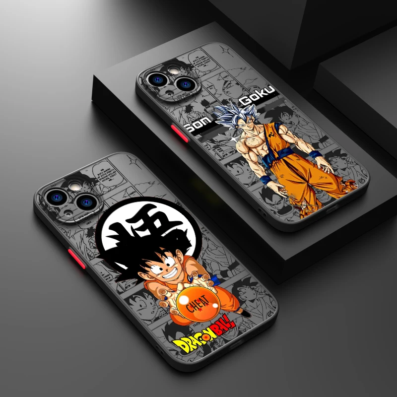 DBZ-Dragon BallS For Apple iPhone 15 14 13 12 11 mini Pro Max 8 7 6S 6 XR X XS Plus Frosted Translucent Phone Case 2