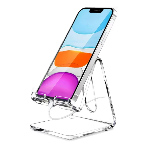 Clear Acrylic Cell Phone Stand Desk Dock Holder for IPhone 14 13 Pro/Samsung Universal Desktop Charger Support Telephone Mount 1