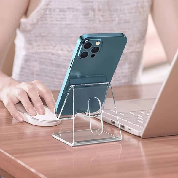 Clear Acrylic Cell Phone Stand Desk Dock Holder for IPhone 14 13 Pro/Samsung Universal Desktop Charger Support Telephone Mount 6