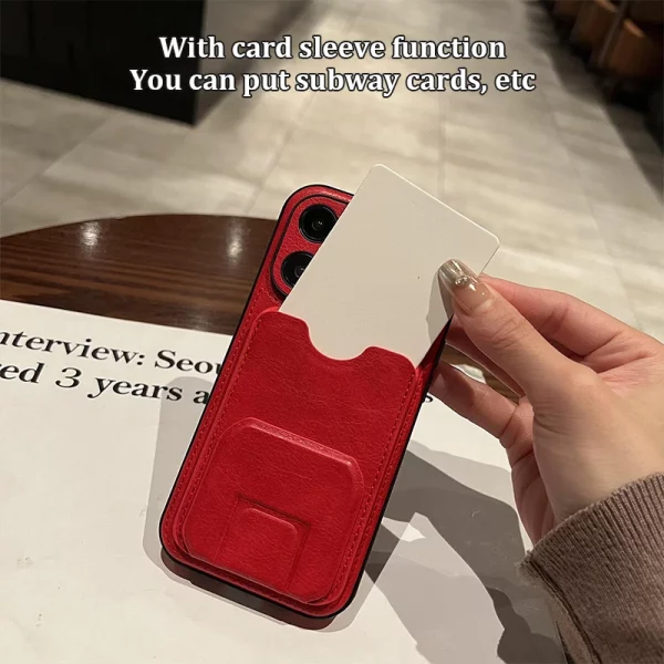 Universal Leather Phone Stand Phone Wallet Stick Card Holder Mobile Cover Phone Case Pocket Card Slot Folding Kickstand Stand 4