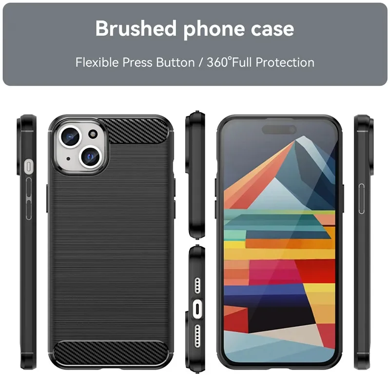 For iphone 7 8 Plus X XR XS Max Case Carbon Fiber Silicone Phone Cases For iphone 11 12 Mini 13 14 15 Pro Max Cover 2