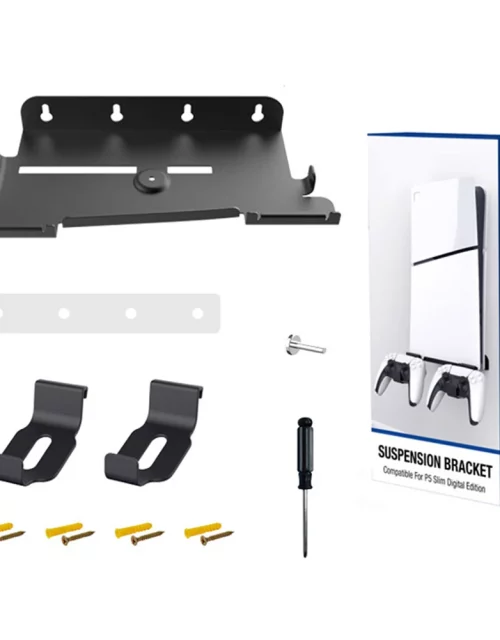 Wall Mount Kit Console Stand with 2 Controller Mounts Vertical Stand Storage Stand for PS5 Slim Digital Edition and Disc Edition 1