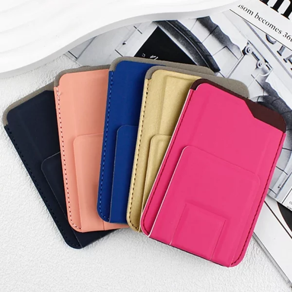 Universal Leather Phone Stand Phone Wallet Stick Card Holder Mobile Cover Phone Case Pocket Card Slot Folding Kickstand Stand 2