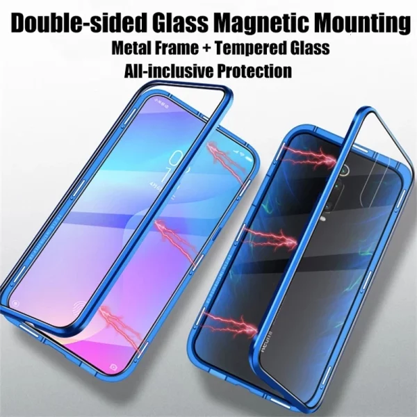 360 ° Full Protection Metal Magnetic Phone Case For Honor 90 Double-Sided Glass Bumper Cover For Honor 70 50 20 Pro 9X 8X Case 2