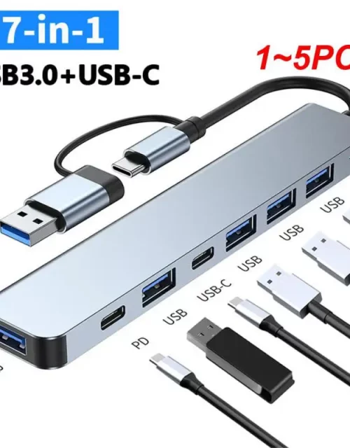 1~5PCS Type C HUB High Speed USB 3.0 Splitter Card Reader Multiport With SD TF Ports For Macbook Computer Accessories USB 1