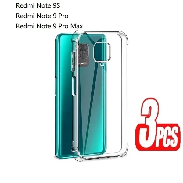 3Pcs Luxury Clear Phone Case For Xiaomi Redmi Note 9S Pro Max Shockproof Case For Poco X3 Pro NFC Ultra Back Cover 1