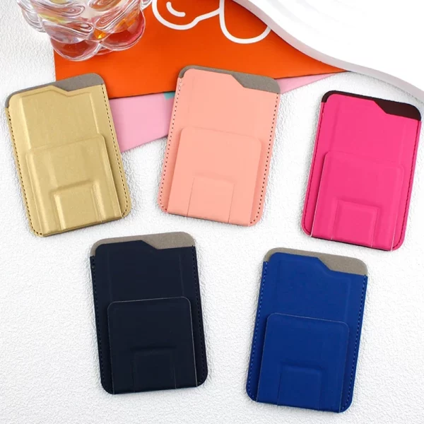 Universal Leather Phone Stand Phone Wallet Stick Card Holder Mobile Cover Phone Case Pocket Card Slot Folding Kickstand Stand 1