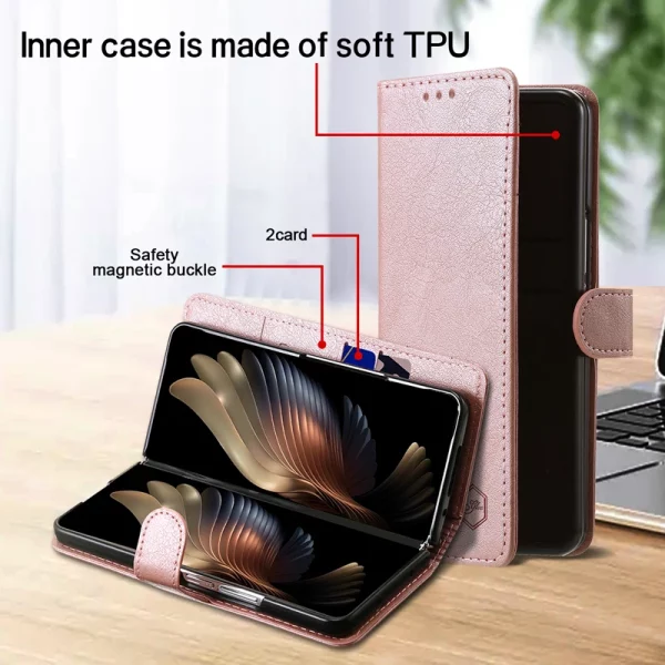 Wallet Phone Case For Samsung Galaxy Z Fold 5 Card Holder Stand Shockproof Cloudy  PU Leather Cover For Z Fold 3 4 Funda 3