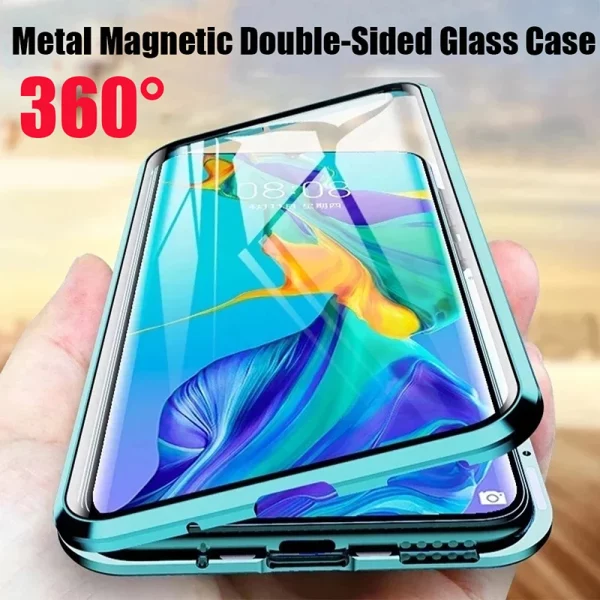 360 ° Full Protection Metal Magnetic Phone Case For Honor 90 Double-Sided Glass Bumper Cover For Honor 70 50 20 Pro 9X 8X Case 1