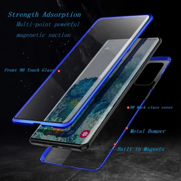 360 ° Full Protection Metal Magnetic Phone Case For Honor 90 Double-Sided Glass Bumper Cover For Honor 70 50 20 Pro 9X 8X Case 5